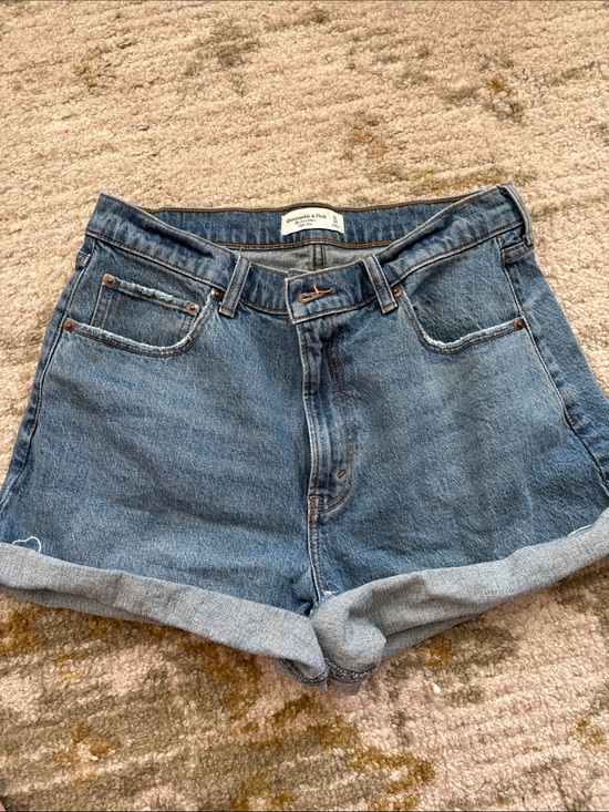 Abercrombie & Fitch Pants - Abercrombie & Fitch Women's Rolled Hem Denim Shorts - Blue